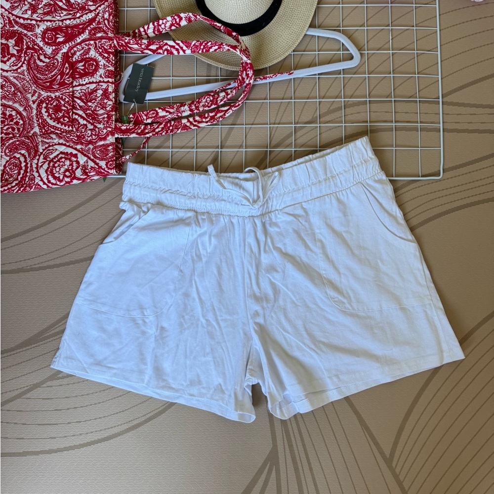 Women's White Drawstring Lounge Shorts